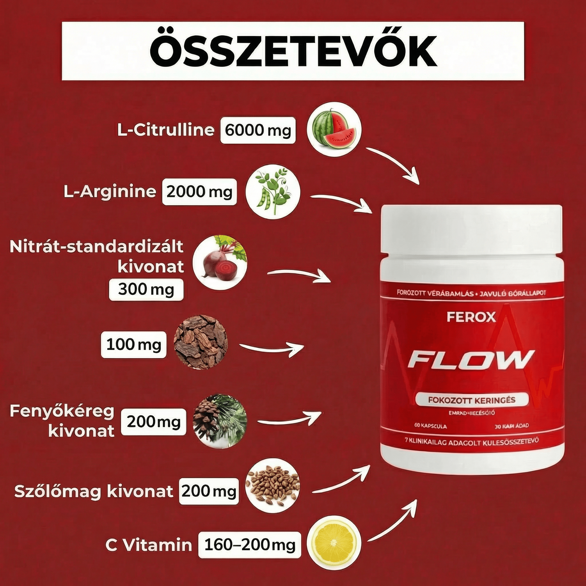 Ferox Flow - Prémium véráramlást támogató formula - Natural Testosterone Support